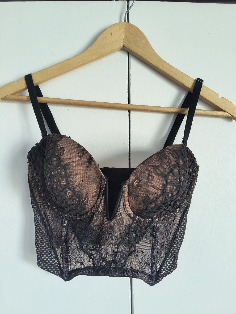 Victoria's Secret Black Lace Corset Bra 32DD